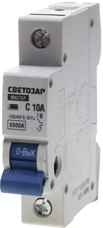 Выключатель автоматический СВЕТОЗАР 1-полюсный, 10 A, "C", откл. сп. 6 кА, 230 / 400 В SV-49061-10-C купить в Губкинске
