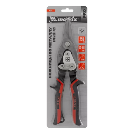 Ножницы по металлу Matrix, 250 мм, прямой рез, сталь CRMO, двухкомпонентные рукоятки, PRO 78322 купить в Губкинске