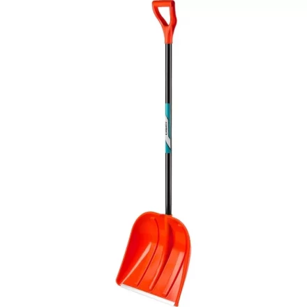 Лопата снеговая пластиковая с алюминиевой планкой, с алюминиевым черенком и V-ручкой, 410мм, оранжевая, СИБИН 421845 421845 купить в Губкинске