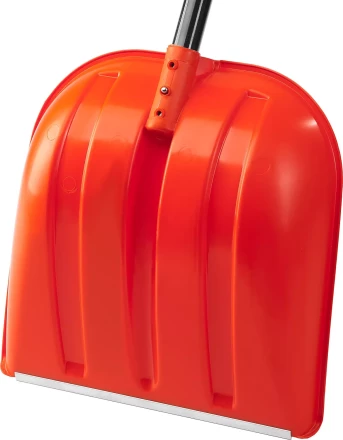 Лопата снеговая пластиковая с алюминиевой планкой, с алюминиевым черенком и V-ручкой, 410мм, оранжевая, СИБИН 421845 421845 купить в Губкинске