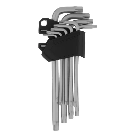 Набор ключей имбусовых Torx-Tempered, TT10-50, CrV, 9 шт., удлиненные Сибртех 123717 купить в Губкинске