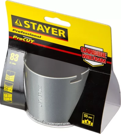 Коронка STAYER &quot;PROFESSIONAL&quot; кольцевая с карбидно-вольфрамовой крошкой, d=83мм 33345-83 купить в Губкинске