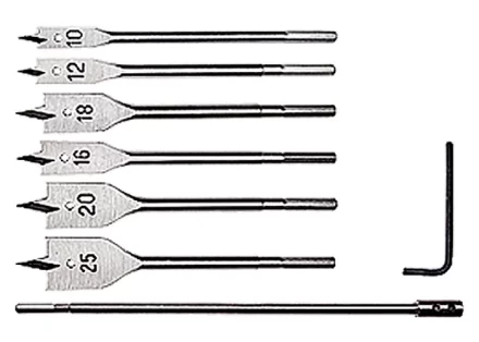 Набор сверл перовых по дереву 10-12-16-18-20-25 мм 6 шт удлинитель 300 мм MATRIX 70406 купить в Губкинске