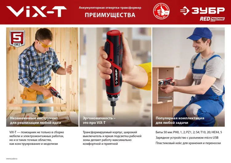 Отвертка-трансформер ViX-T ЗО-ЕМ-3.6 Ли серия МАСТЕР купить в Губкинске
