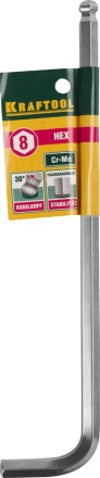 Ключ KRAFTOOL "INDUSTRIE" имбусовый, длинный c шариком, Cr-Mo, хромосатинированное покрытие, HEX 8 27437-8 купить в Губкинске