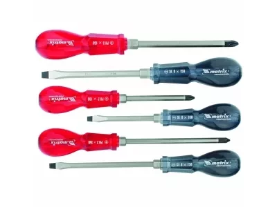 Набор ударных отверток 6штук PH1x75 PH2x100 PH3x150 SL5x75 SL6x100 SL8x150 CrV MATRIX 19113 купить в Губкинске