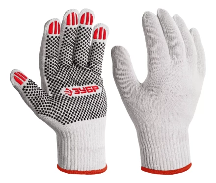 ЗУБР ОПТИМА, М (8), х/б перчатки с ПВХ покрытием (точка), 10 класс (11440-М) купить в Губкинске