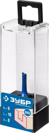 ЗУБР 6 x 16 мм, хвостовик 8 мм, фреза пазовая прямая, Профессионал (28753-6-16) купить в Губкинске