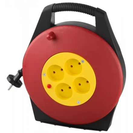 Удлинитель электрический на катушке, евро, 4 гнезда, 10м, СВЕТОЗАР SV-55071-10 купить в Губкинске