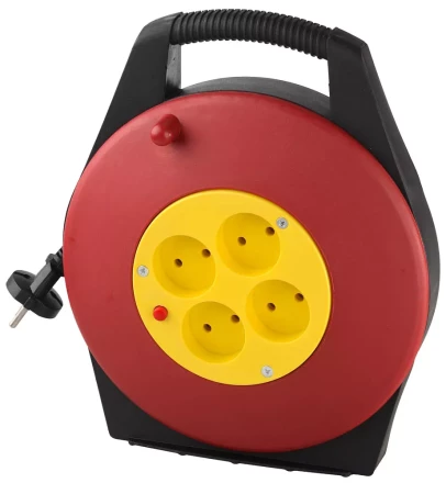 Удлинитель электрический на катушке, евро, 4 гнезда, 10м, СВЕТОЗАР SV-55071-10 купить в Губкинске