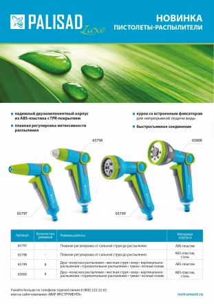 Пистолет-распылитель Palisad, регулируемый, с курком, Luxe 65797 купить в Губкинске