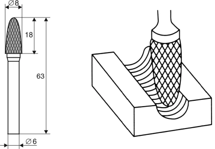 Борфреза Аркоподобная закругленная F 6х8 Энкор 21708 купить в Губкинске