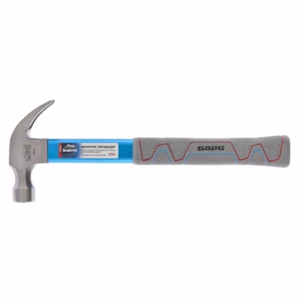 Молоток-гвоздодер 450г фибергласовая обрезиненная рукоятка алюминиевая защита БАРС 10457 купить в Губкинске