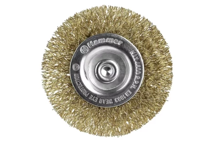 Кордщетка HAMMER плоская 63мм для дрели гофрированная латунированная сталь (207-206) купить в Губкинске