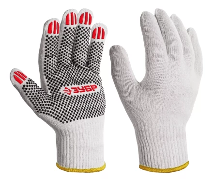 ЗУБР ОПТИМА, L (9), х/б перчатки с ПВХ покрытием (точка), 10 класс (11440-L) купить в Губкинске