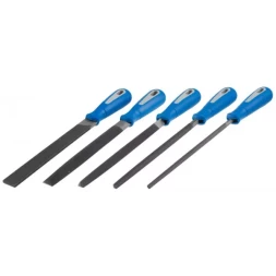 Набор ЗУБР: Напильники "ПРОФЕССИОНАЛ" с двухкомп ручкой, плоский, полукруглый, трехгранный, квадратный, круглый, №2, 200мм 16651-20-H5