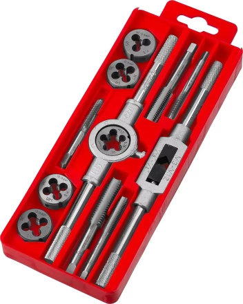 Набор ЗУБР &quot;МАСТЕР&quot; с металлореж. Инстр., метчики однопроходные и плашки М6-М12, оснастка - в пластиковом боксе, 12пред. 28121-H12 купить в Губкинске