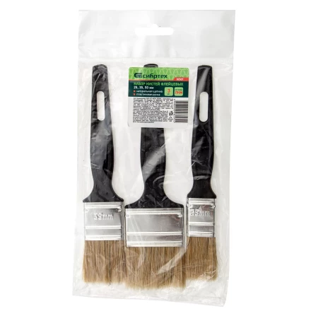 Набор кистей флейцевых 3 шт. (25 мм, 35 мм, 50 мм), натуральная щетина, пластиковая ручка Сибртех 82507 купить в Губкинске