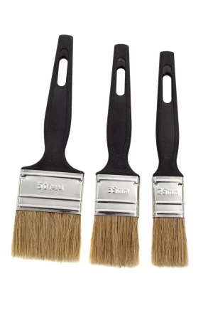 Набор кистей флейцевых 3 шт. (25 мм, 35 мм, 50 мм), натуральная щетина, пластиковая ручка Сибртех 82507 купить в Губкинске