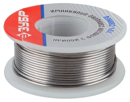 Припой ЗУБР оловянно-свинцовый, 30% Sn / 70% Pb, 100гр 55422-100 купить в Губкинске