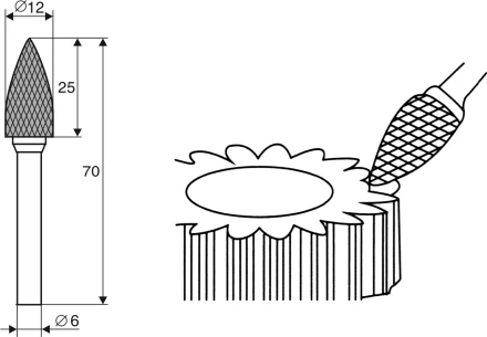Борфреза Аркоподобная заостренная G 6х12 Энкор 21713 купить в Губкинске