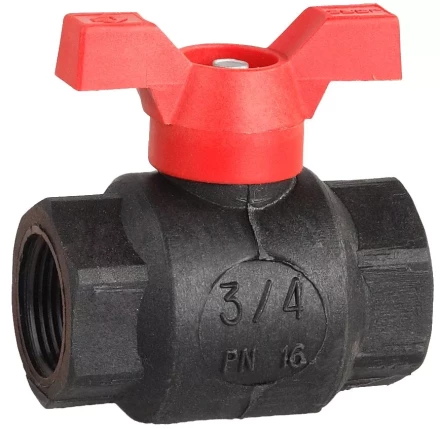 Кран шаровой ЗУБР полнопроходной &quot;мама-мама&quot;, бабочка, пластиковый корпус, 3/4&quot; 4-51523-P-3/4 купить в Губкинске