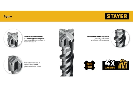 STAYER HERCULES-4Х 6x110 мм, SDS-plus бур (29290-110-06) купить в Губкинске