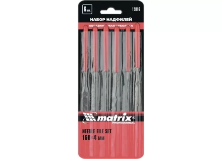 Набор надфилей 160 х 4мм 6 шт обрезиненные рукоятки MATRIX 15816 купить в Губкинске
