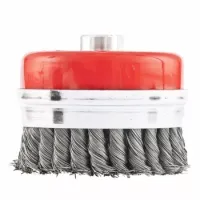 Щетка для УШМ Heavy Duty, 80 мм, М14, "чашка", крученая металлическая проволока  MATRIX 74670