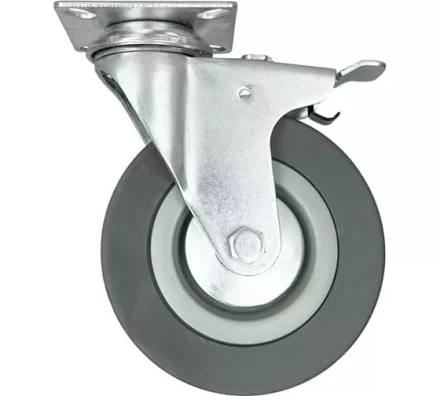 Аппаратное поворотное колесо с тормозом HITCH 120*26 резина серая SCgb55 (SZ084839) купить в Губкинске