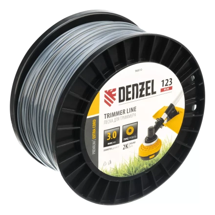 Леска для триммера двухкомпонентная круглая, 3,0мм х 123м, на DIN катушке EXTRA CORD// Denzel 96810 купить в Губкинске