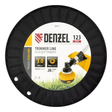 Леска для триммера двухкомпонентная круглая, 3,0мм х 123м, на DIN катушке EXTRA CORD// Denzel 96810 купить в Губкинске