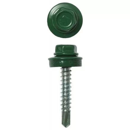 Саморезы ЗУБР &quot;ПРОФЕССИОНАЛ&quot; окраш., RAL 6002 зелен. лист, для крепл. кров. матер. к дерев. обреш., 4.8x29мм, 400шт 4-300315-48-029-6002 купить в Губкинске