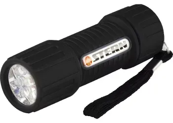 Фонарик светодиодный, чёрный корпус с мягким покрытие, 9Led, 3хААА, Stern 90510 купить в Губкинске