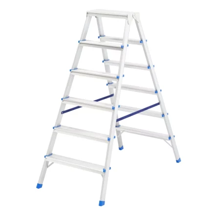 Стремянка двусторонняя 6 ступеней алюминиевая Сибртех 97926 купить в Губкинске