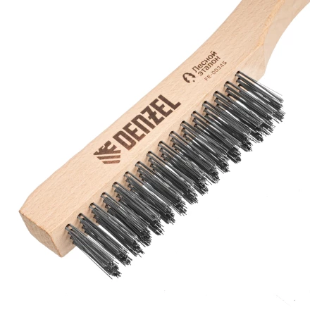 Щетка зачистная 4-х рядная, прямая проволока из нержавеющей стали с деревянной ручкой, EFP// Denzel 74844 купить в Губкинске