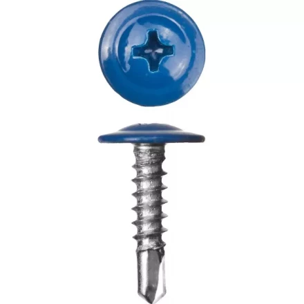 Саморезы ЗУБР с прессшайбой и сверлом по листовому металлу до 2мм, окрашенные в RAL-5005, PH2, 4,2х19мм, 450шт 300211-42-019-5005 купить в Губкинске