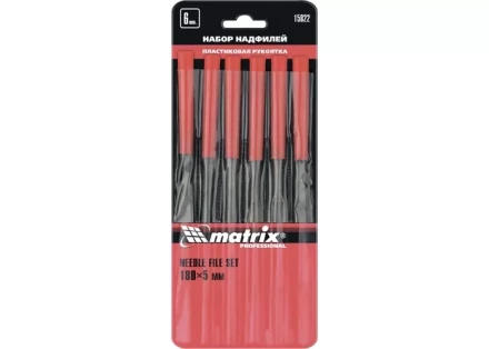 Набор надфилей 180 х 5мм 6 шт пластиковые рукоятки MATRIX 15822 купить в Губкинске