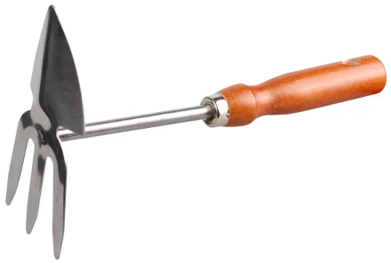 Мотыжка садовая GRINDA, сердцевидное лезвие - 3 зубца, из нержавеющей стали, деревянная ручка, 250мм 8-421139 купить в Губкинске