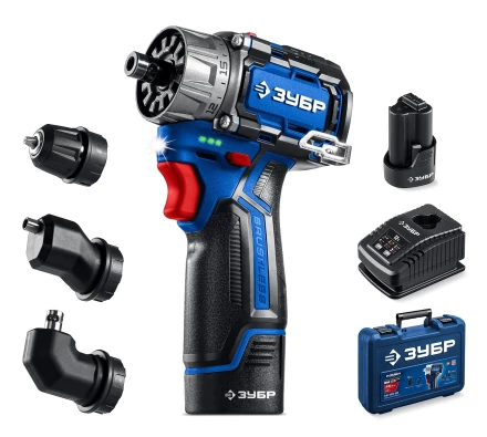 ЗУБР КОМБИ #3, 12 В, 45 Н·м, 2 АКБ тип Т7 (2 А·ч), модульная дрель-шуруповерт, BRUSHLESS, кейс, Профессионал (DB-125-22) купить в Губкинске