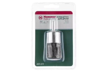 Кордщетка HAMMER кисть 28мм для дрели витая сталь (207-211) купить в Губкинске