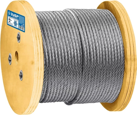 ЗУБР DIN 3060, свивка 6 х 19 + IWR, 14 мм, L 50 м, грузоподъемный стальной трос, Профессионал (30415-14) купить в Губкинске