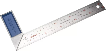 Угольник ЗУБР &quot;ЭКСПЕРТ&quot; столярный, гравированная шкала, алюминиевая рукоятка, нержавеющее полотно 37мм, 300мм 34393-30 купить в Губкинске
