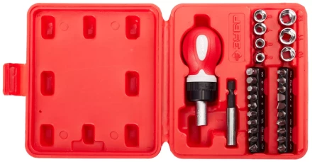 Набор ЗУБР &quot;МАСТЕР&quot; отвертка реверсивная в комплекте с насадками, в боксе, 29 предметов 25420-H29 купить в Губкинске