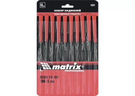Набор надфилей 180 х 5мм 10 шт пластиковые рукоятки MATRIX 15824 купить в Губкинске