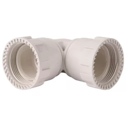 Соединитель ЗУБР "ШиреФит" угловой 90° "накидная гайка - накидная гайка", 32мм 51497-32