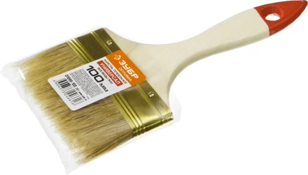 Кисть плоская ЗУБР &quot;УНИВЕРСАЛ-ОПТИМА&quot;, светлая щетина, деревянная ручка, 100мм 01099-100_z01 купить в Губкинске
