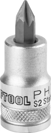 Торцовая бита-головка KRAFTOOL &quot;INDUSTRIE QUALITAT&quot;, материал S2, PHILLIPS, сатинированная, 1/2&quot;, PH1 27901-1_z01 купить в Губкинске