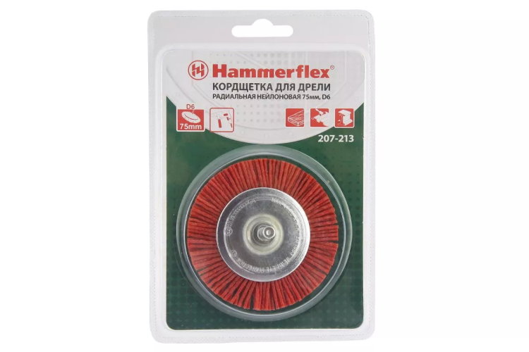 Кордщетка HAMMER плоская 75мм для дрели нейлон (207-213) купить в Губкинске