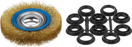 ЗУБР &quot;ПРОФЕССИОНАЛ&quot;. Щетка дисковая для точильно-шлифовального станка, витая стальная латунирован проволока 0,3мм, 125х32мм 35186-125_z01 купить в Губкинске